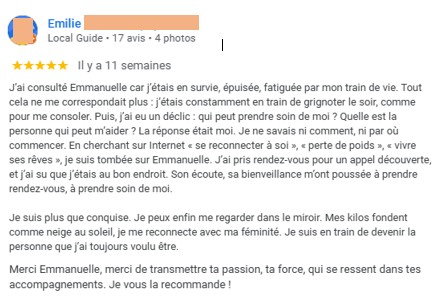 Avis Emmanuelle Lecuyer Dieteticienne en ligne compulsions alimentaire
